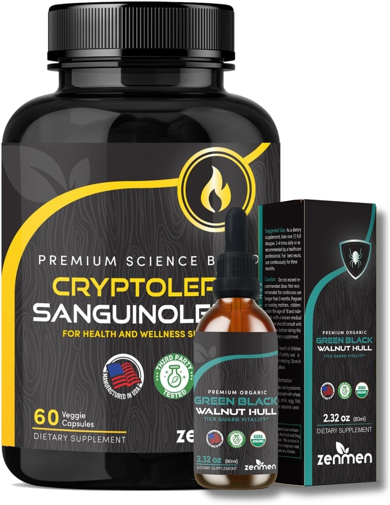 Zenmen Immune Support Bundle: Πράσινο Μαύρο Βάμμα και κάψουλες Cryptolepis Sanguinolenta