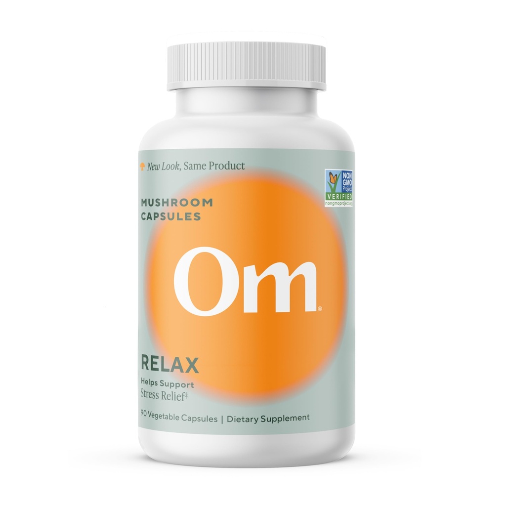 OM MUSHROOM SUPERFOOD Χαλαρώστε κάψουλες μανιταριών, 90 Count, 30 ημέρες, Μανιτάρια Reishi, Ashwagandha, GABA, L-Θεανίνη, Μαγνήσιο, προσαρμογόνα για την υποστήριξη του στρες (Πρώην απαλά Zen, συσκευασία Μαΐου Vary)