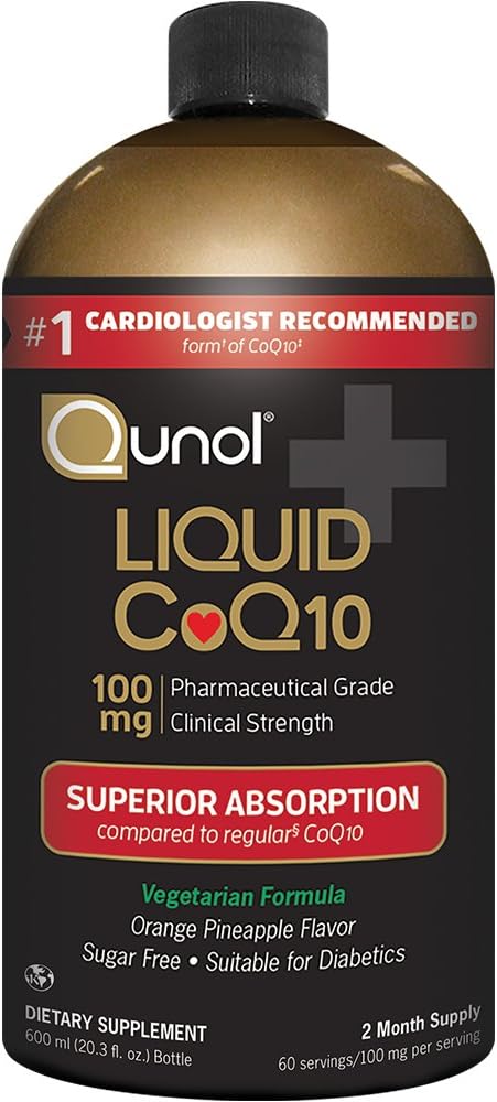 Qunol Liquid CoQ10 100mg, Superior Απορρόφηση Φυσικό συμπλήρωμα Form of Coenzyme Q10, Αντιοξειδωτικό για την υγεία της καρδιάς, Πορτοκαλί ανανάς Γεύση, 60 μερίδες, 20,3 oz Μπουκάλι