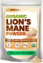 XPRS Nutra Organic Lion's Mane Mushroom Powder - Premium για τη διανοητική σαφήνεια, τη γνώση και την ασυλία - Vegan Friendly (16 oz)
