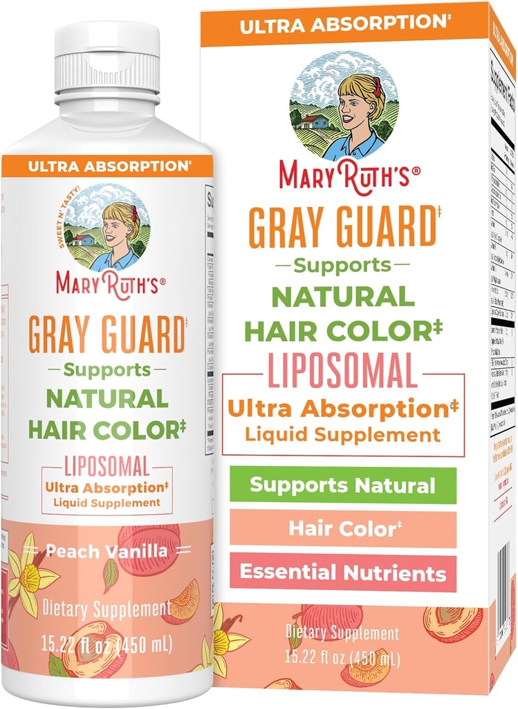 MaryRuth Organics Gray Guard Liposomal, Υποστηρίζει φυσικό χρώμα μαλλιών, με χαλκό & παντοθενικό οξύ, Ιερό Βασίλειο & Παραδοσιακά Βότανα, βιταμίνη Ε & βιταμίνη Β για τη συνολική υγεία, Ηλικίες 18+, 15,22 Fl oz