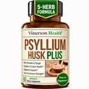 Fiber συμπλήρωμα με 1080mg Psyllium Husk Powder, Slippery Elm για γυναίκες και άνδρες, Ginger Root – Χάπια υψηλής Fiber για την κανονικότητα, Digestive & Gut Υγεία – Απαλή στο στομάχι 60 Psyllium Husk κάψουλες