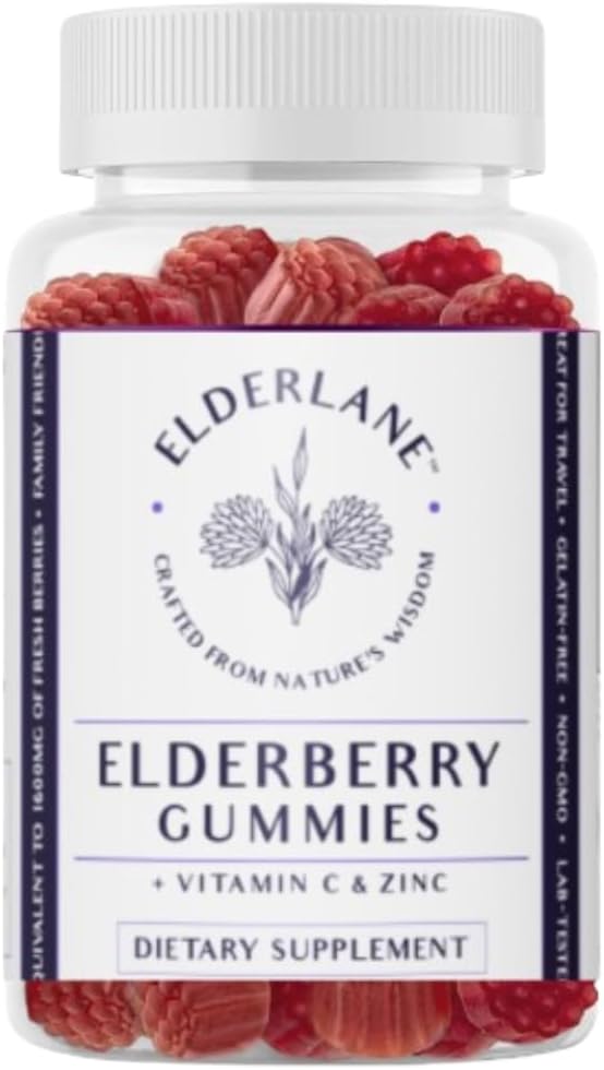 Gelderlane Gelderberry Gummies for Adults and Kids - Ανοσοποιητική Υποστήριξη - Μη ΓΤΟ, Vegan, Χωρίς γλουτένη, Ζελατίνη - 60ct, 100mg