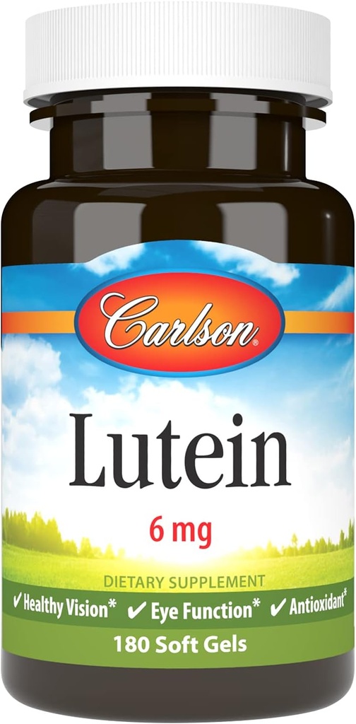 Carlson Lutein 6mg, Vision Support & Eye Health Supplement, Αντιοξειδωτική Φόρμουλα με Ζεαξανθίνη, 180 Softgels