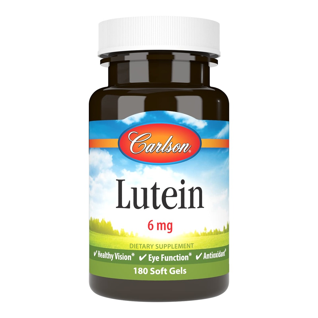 Carlson Lutein 6mg, Vision Support & Eye Health Supplement, Αντιοξειδωτική Φόρμουλα με Ζεαξανθίνη, 180 Softgels