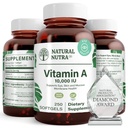 Natural Nutra Vitamin A 10. 000 IU Softgels – Υψηλής ισχύος Βιταμίνες ματιών και δέρματος – Χωρίς γλουτένη Βιταμίνη Α συμπλήρωμα για την όραση και την υγεία του δέρματος – Λάδι από συκώτι ψαριών για άνδρες και γυναίκες, χωρίς γλουτένη, 250 Softgels