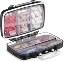 Fullicon Portable Pill Organizer Weekly, Small Travel Pill Case with 7 Compartment, Moistureproof and Airtight Pill Box, Travel Pill Holder for Vitamins/Fish Oils/Συμπληρώματα