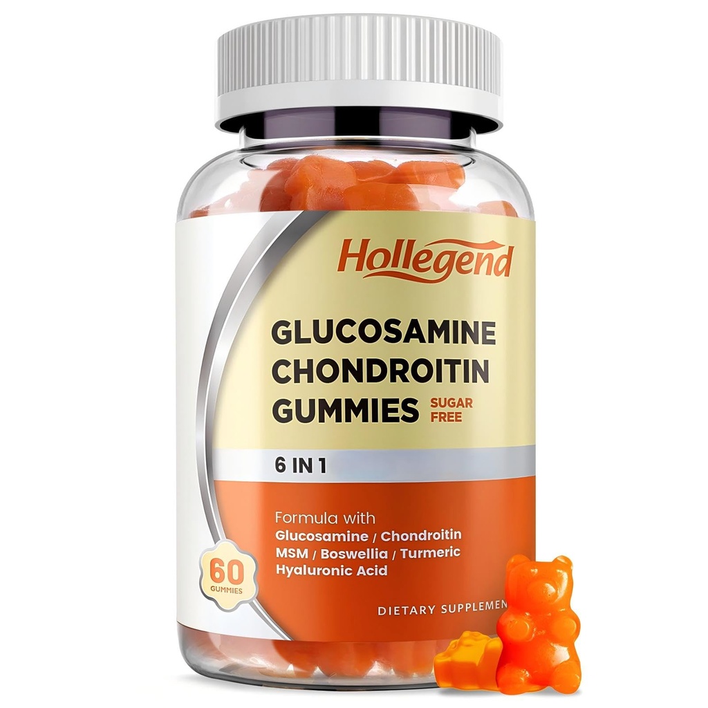 Γλυκοσαμίνη Chondroitin Gummies Ζάχαρη Δωρεάν, Gummies Συμπληρώματα για ενήλικες άνδρες και γυναίκες, 60 Count