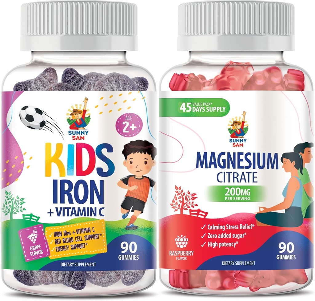 Magnesium Gummies for Adults & Iron Gummies for Kids & Adults - Σιδήρου Βιταμίνες με Βιταμίνη C.