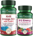 Προϊόντα καθαρότητας Bundle - Krill Omega 50+ με CoQ10 + B-12 Energy Melt - Krill Omega 50+ με CoQ10 (Krill Oil, Fish Oil, CoQ10, Vitamin D) B-12 Berry Melt (Methylcobalamin B12 + B6 + D3 + More)