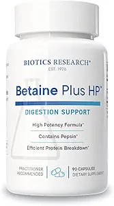Biotics Research Betaine Plus HP - Υψηλής ισχύος συμπλήρωμα υδροχλωρικού οξέος, υποστηρίζει την πυγμή λειτουργία 90 κάψουλες