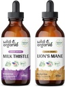 Wild & Organic Milk Thistle Tincture 4 fl oz & Lion's Mane Tincture 4 fl oz