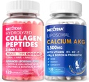 Hydrolyzed Collagen Peptides Pills + Liposomal Calcium AKG Supplement 1500mg