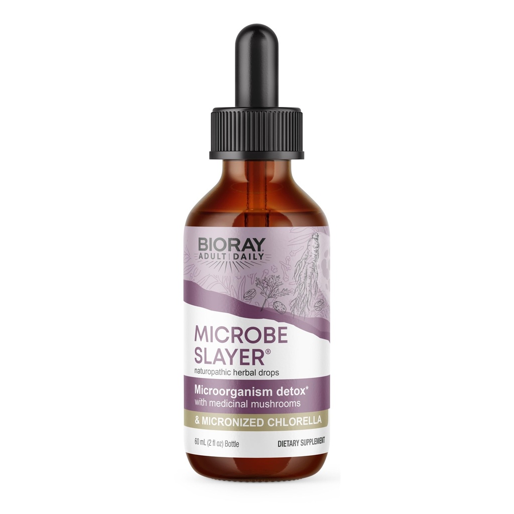 BIORAY Daily Microbe Slayer - 2 fl oz - Promotes Balance of Intestinal Microbes & Nourishes the Liver - Non-GMO, Vegetarian, Gluten Free