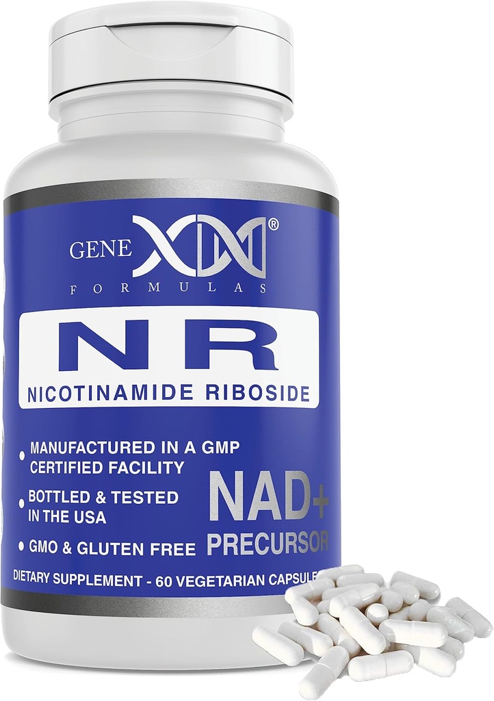 Genex Formulas NR Nicotinamide Riboside 300mg/Serving (60 Capsules) NAD+ Precursor for Healthy Aging - GMP-Certified, Non-GMO, Gluten-Free, Vegetarian (1 Pack)