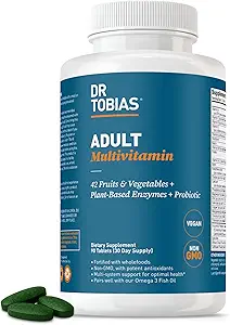 Dr. Tobias Adult Multivitamin Supplement, Made with 42 Fruits & Vegetables, Added Probiotics, Vegan & Non-GMO Multivitamins for Men & Women, Supports Energy, Metabolism & Immune System