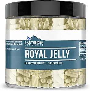 Earthborn στοιχεία Royal Jelly 200 κάψουλες, καθαρό & μη αραιωμένο, χωρίς πρόσθετα