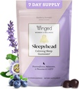 Winged Wellness Sleepyhead Natural Sleep Gummies for Women - Sleep Support Aid for Adults with 3mg Melatonin, L-Theanine, 5-HTP - Natural Gummy Supplement - Λεβάντα βατόμουρου, 14 Vegan Gummies