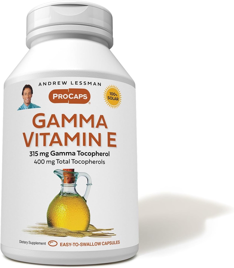 ANDREW LESSMAN Gamma Vitamin E 30 Softgels - 315 mg Gamma Tocopherol, Protective Vitamin E. Τέσσερις Μορφές Φυσικών Τοκοφερόλες με Αιδοιέλαιο. Ισχυρό Αντιοξειδωτικό. Χωρίς συνθετικές μορφές