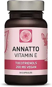Annatto Tocotrienols Vegan Vitamin E Supplement, Tocopherol Free, Eannatto Capsules Without PAH's and contaminants - Improved from Deltagold - 200mg - Non-GMO & Antioxidant (30)