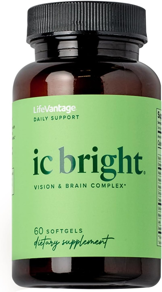 LifeVantage IC Bright 60 softgels, Όραμα και Εγκεφαλικό Σύμπλεγμα συμπλήρωμα Συσκευασμένο με αντιοξειδωτικά, θρεπτικά συστατικά, και καροτενοειδές για την υγεία των ματιών που βοηθά στη μείωση των πλευρών των ματιών