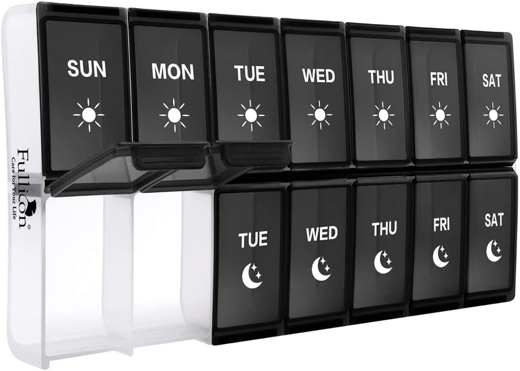 XL Weekly Pill Organizer 2 φορές την ημέρα, Fullicon Extra Large Daily Pill Cases Oversized AM Pill Box Δύο φορές την ημέρα για βιταμίνη / ιχθυέλαιο / χάπια / συμπληρώματα