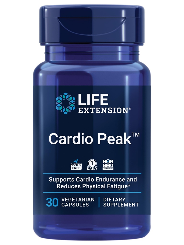 Επέκταση ζωής Cardio Peak, Καρδιαγγειακό συμπλήρωμα, Υγεία της καρδιάς, arjuna, 1-Καθημερινή, Χωρίς γλουτένη, Μη ΓΤΟ, Χορτοφαγικά, 30 κάψουλες