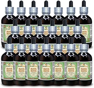 Kava Kava (Piper Methysticum) Glycerite, Dried Root Alcohol-Free Liquid Extract (Brand Name: HerbalTerra, Proudly Made in USA) 20x4 fl.oz (20x120 ml)