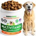 BARK&SPARK Dog Vitamins & Supplements - Multivitamin Chewable Treats for Dogs - Glucosamine Chondroitin for Joint Support + Omega for Skin & Coat + Probiotics - Multi Vitamin for Pets Health - 120Ct
