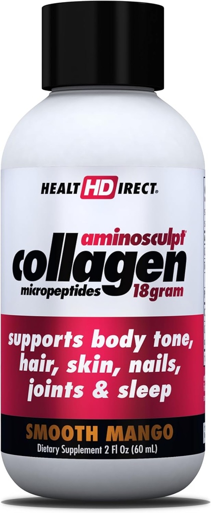 ΥΓΕΙΑ DIRECT – Medical-Grade Liquid Collagen Shots – AminoSculpt Sugar-Free – Smooth Mango – 12 Services, (12pk, 2oz Shots) – Καλό για αρθρώσεις, οστά, & ύπνο – Καλύτερα μαλλιά, δέρμα & νύχια