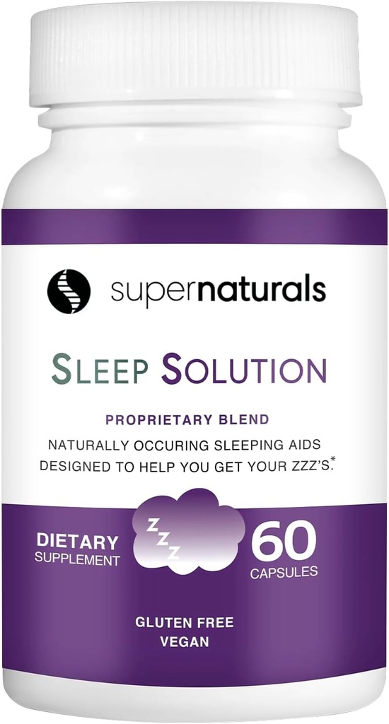 Health Sleep Solution, συμπλήρωμα ύπνου για ενήλικες, μαγνήσιο και μελατονίνη για ύπνο παρέχει φυσική υποστήριξη ύπνου, Vegan συστατικά, χωρίς γλουτένη μαγνήσιο συμπλήρωμα ύπνου, 60 κάψουλες