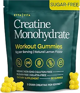 Sugar-Free Creatine Monohydrate Gummies 5gram per Serving, Potent Creatine Gummies for Men & Women, Supplement for Muscle Support, Cellular Energy & Cognitive Function, Gluten-Free