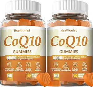 2 Συσκευασία 500MG Coq10 Gummies - 3X Καλύτερη Απορρόφηση, Συν Ωμέγα-3, Μαγνήσιο, Βιταμίνη Β3 & Ψευδάργυρος - Συνένζυμο Q10 Συμπληρώματα για την Υγεία της Καρδιάς, Κυτταρική Ενέργεια & Αντιοξειδωτικό, Vegan, 120 Μετρήσεις