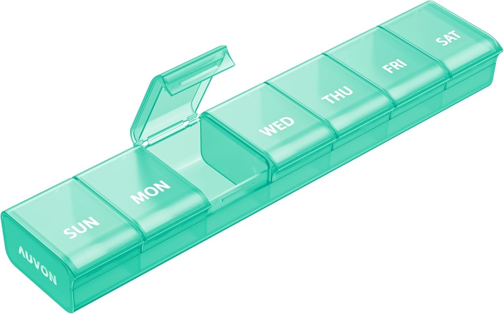 AUVON Weekly Pill Organizer with Avenious Opening Design, Arthritis Friendly Pill Box, BPA-Free Pill Organizer 7 Day, Χαριτωμένη & Φορητή θήκη χαπιών για βιταμίνες, συμπληρώματα και φάρμακα