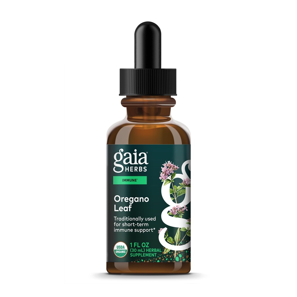 Gaia Herbs Oregano Leaf - συμπλήρωμα βοτάνων ανοσοποιητικής υποστήριξης - με εκχύλισμα φύλλων Oregano - Certified Organic - 1 Fl Oz (23 υπηρεσίες)