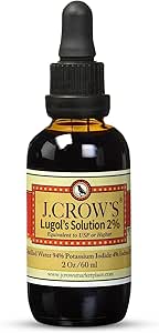 J.CROW'S® Lugol's Solution of Iodine 2% 2 oz (1 Bottle) – Premium Iodine & Potassium Iodide Liquid, Gluten &, Alcohol-Free Natural Brine Extract, No Expiration
