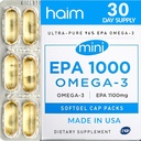HAIM EPA1000 MINI – Pure EPA Fish Oil Supplement – 1,100mg Omega-3 για την καρδιά, τον εγκέφαλο και την κοινή υγεία – Υψηλή ισχύς, Burpless Softgels – Μικρές κάψουλες εύκολο στη χρήση – 60 Softgels – Made in USA