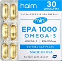 HAIM EPA1000 MINI – Pure EPA Fish Oil Supplement – 1,100mg Omega-3 for Heart, Brain & Joint Health – High Potency, Burpless Softgels – Small, Easy-to-Swallow Capsules – 60 Softgels – Made in USA
