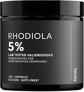 Toniiq Triple- Strength 600mg Rhodiola Rosea - 120 κάψουλες - 5% Salidroside συμπυκνωμένο εκχύλισμα - Πολύ καθαρό και βιοδιαθέσιμο