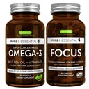 Omega-3 & Βιταμίνη D3 1000iu + Focus Brain Booster Bundle, Fast-Active 1-a-Day EPA & DHA rTG Wild Fish Oil + Καφεΐνη, L-Θεανίνη, Ταυρίνη & L-Τυροσίνη, B-Βιταμίνη, Ψευδάργυρος & Χαλκός, από Igennus