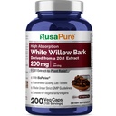 NusaPure White Willow Bark 20:1 Extract, 200 mg Ισοδύναμο με 4000mg, 200 κάψουλες Veggie, Max Strength, (Non-GMO, Vegan)