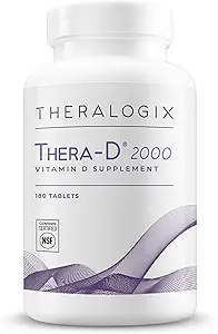 Theralogix Thera-D 2000 Vitamin D Supplement - 2,000 IU (50 mcg) Βιταμίνη D3 Tablets - 180-Ημέρες Προσφορά - Συμπλήρωμα Ανοσολογικής Υποστήριξης για Γυναίκες & Άνδρες - Βοηθήματα Υγεία των οστών & της καρδιάς - NSF Πιστοποιημένα -180 Tablets