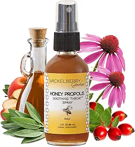 Mickelberry Gardens Honey Propolis Throat Spray - Καταπραϋντικό Sore Lroat Relief & Propolis ανοσοποιητική υποστήριξη - Herbal & Honey Formula (2 oz)