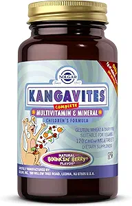 Solgar Kangavites, Bouncin’ Berry Flavor - 120 Μασώμενα δισκία - Πλήρης πολυβιταμίνη & Ορυκτή φόρμουλα για παιδιά - Vegan, Χωρίς γλουτένη