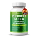 RHODIOLA ROSEA Συμπλήρωμα - 11-σε-1 Φυσική ανάμειξη με χαμομήλι L-Theanine Ashwagandha Holy Basil Valerian Passionflower - 150 Count - Made & Tested in The USA