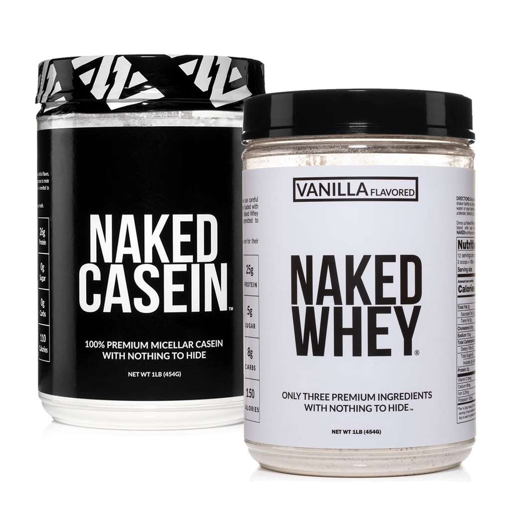 NAKED Grass Fed Protein Bundle: 1LB Καζεΐνη και 1LB Βανίλια Ορός γάλακτος