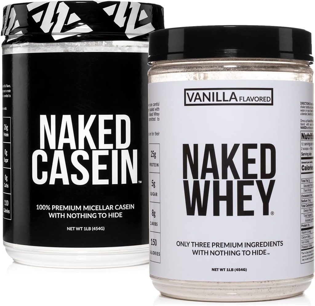 NAKED Grass Fed Protein Bundle: 1LB Καζεΐνη και 1LB Βανίλια Ορός γάλακτος