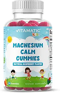 Vitamatic Kids Magnesium Calm Gummies - 60 Vegan Count - Great Tasting - Προώθηση της υγείας, των μυών, των οστών, & της ενεργειακής υποστήριξης