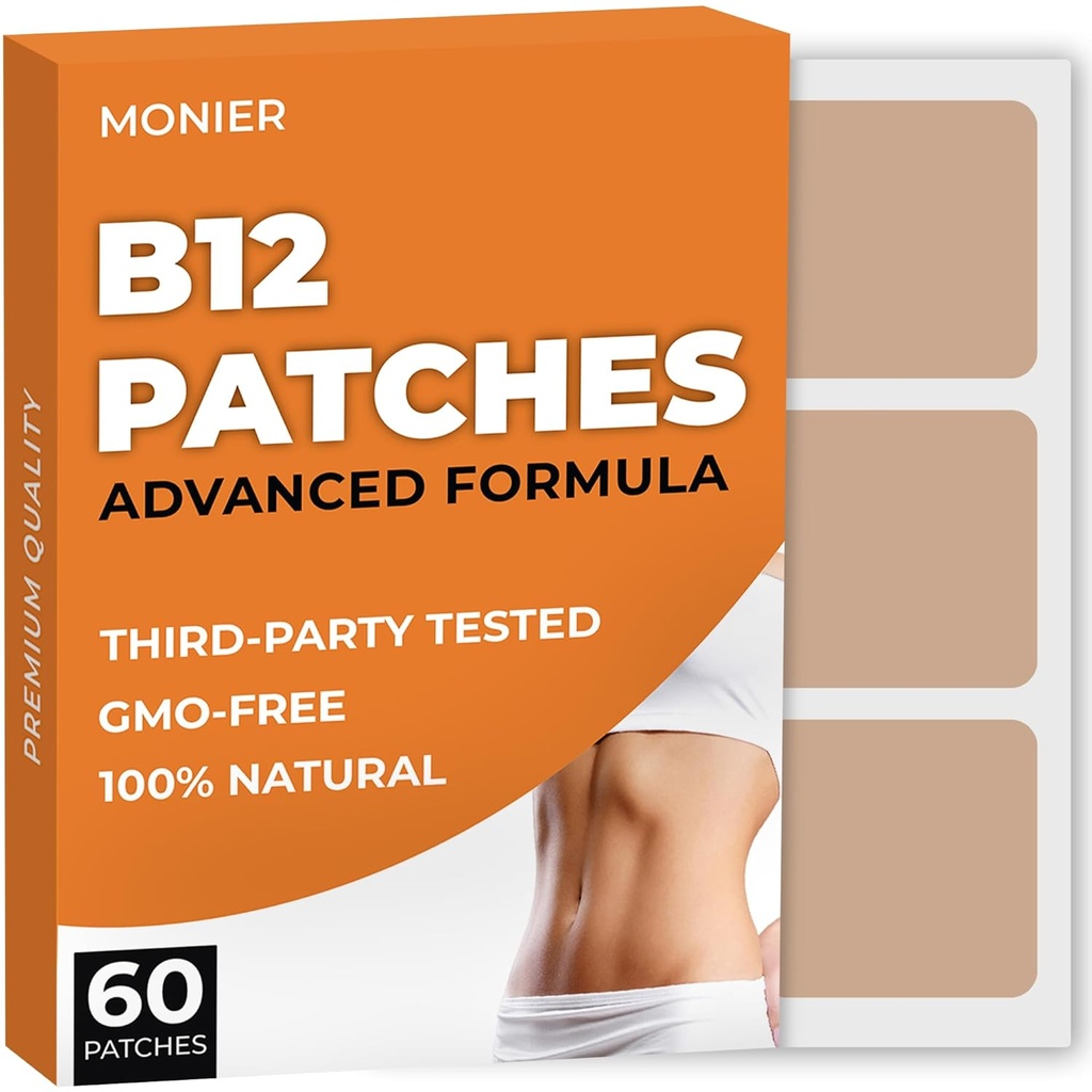 B12 Patches (Pack of 60) - 100% Φυσικό Patch για γυναίκες και άνδρες - Σύσφιξη, Ενέργεια, Εστίαση & Υποστήριξη Σώματος - Ενισχυμένη Φόρμουλα