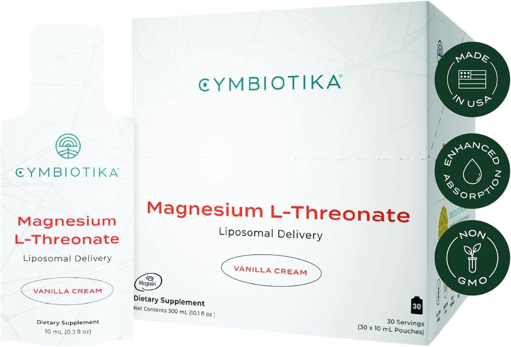 CYMBIOTIKA Λιποσωμικό Μαγνήσιο L-Θρεονικό 1300 mg – Μαγνήσιο υψηλής απορρόφησης για την υγεία του εγκεφάλου, τη μνήμη, το Focus & το στρες Υποστήριξη – Προάγει την ψυχική σαφήνεια και την ισορροπία διάθεσης, Κατασκευασμένο στις ΗΠΑ, 1 μήνα προσφοράς